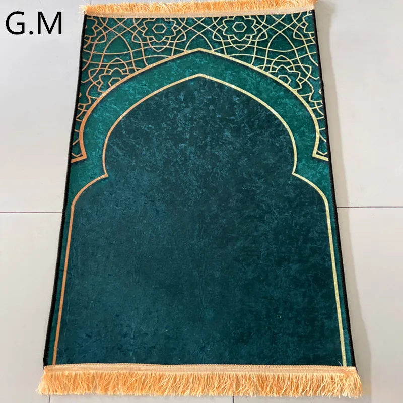 New Anti-slip Thickened Soft Velvet Prayer Mat with Tassels Portable Travel Prayer Rug Muslim Blanket Worship Mat 2023