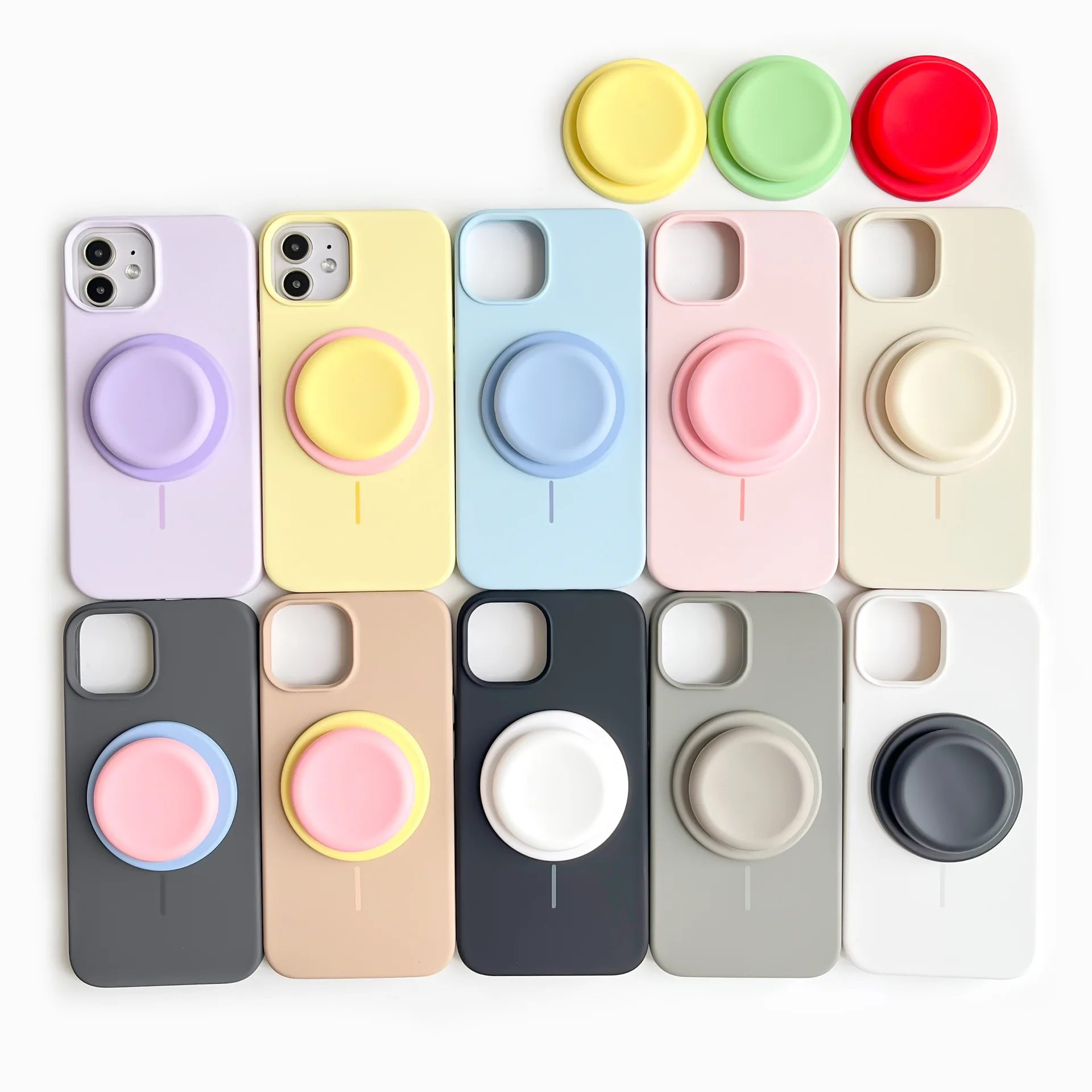 Picture 4: Soft Touch Silicone Magnetic Phone Grip Holder Airbag Lazy Cell Desk Stand Bracket Support Socket Extendable Macaron Solid Color