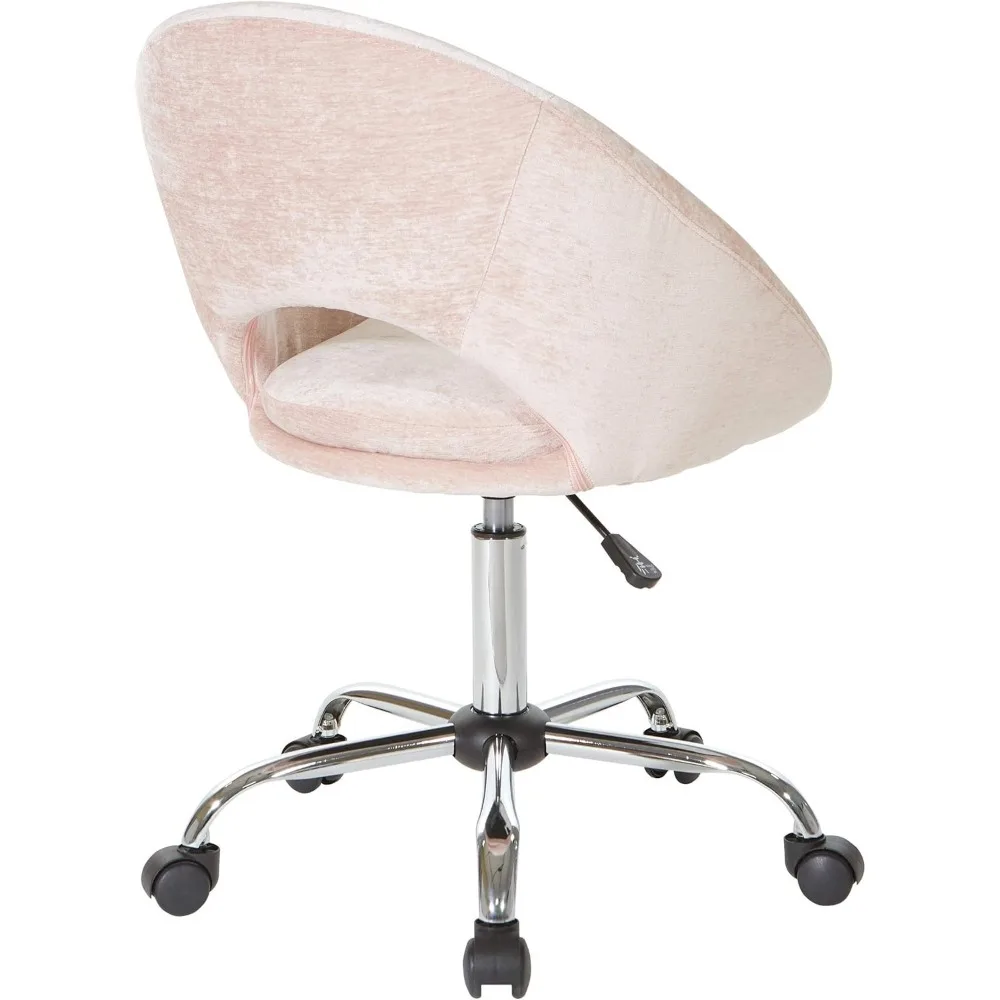 Milo Modern Chic Height Adjustable Padded Home Office Chair, Blush Pink Micro-Fiber Velvet