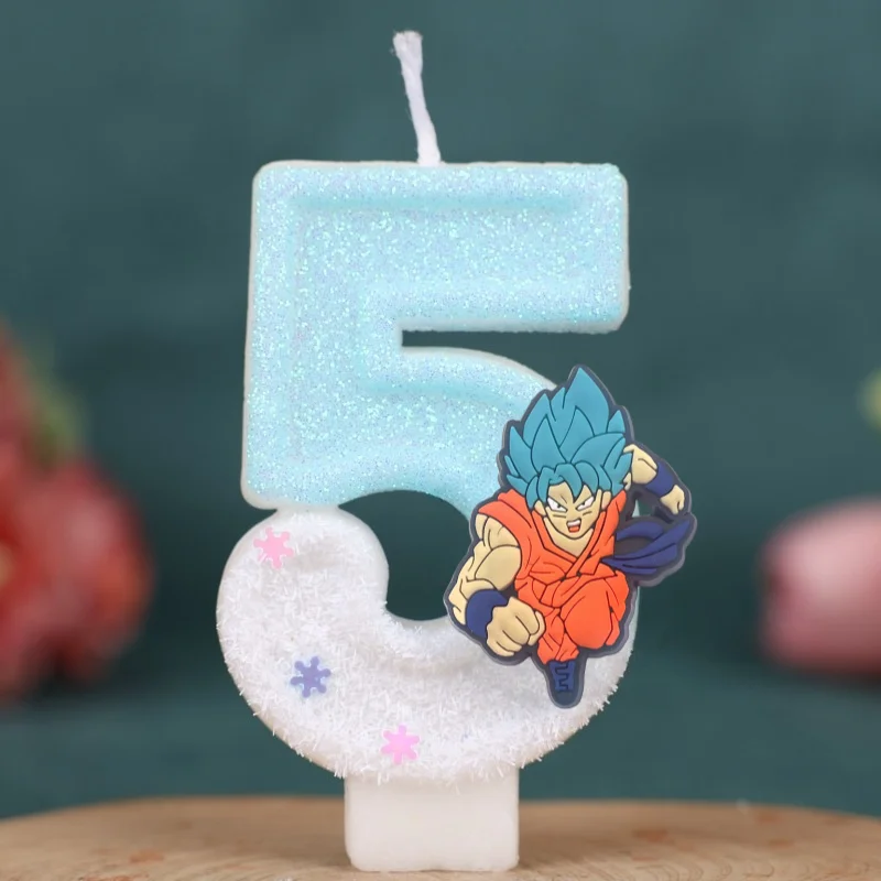 Picture 6: Dragon Ball Themed Number Candle 0-9 years old Kids Birthday Cake Decoration Supplies Cute Cartoon Anime Figure Party Decor Gift