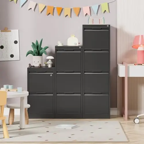 4 Drawer File Cabinet, Vertical Filing Cabinets for Home Office, 17.8