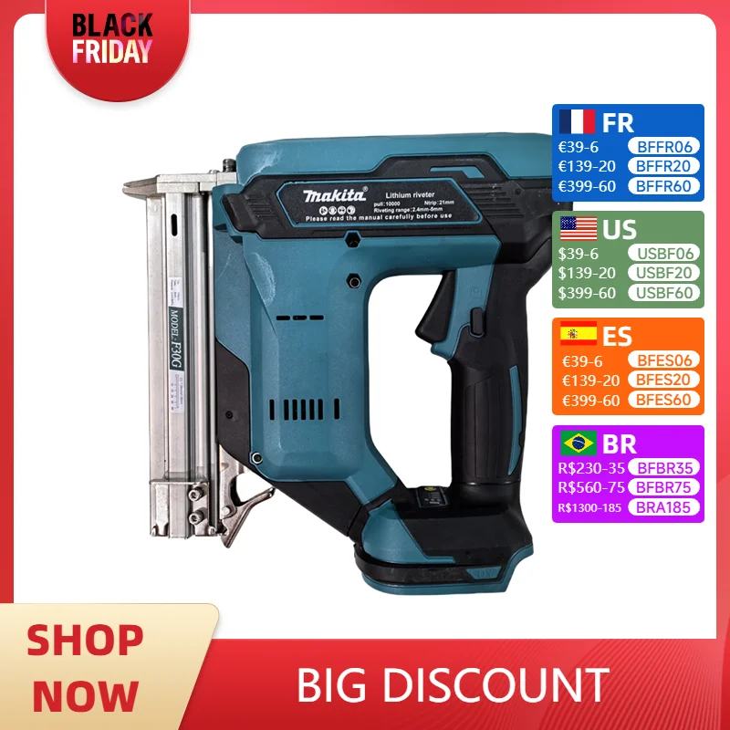 Makita DFN350Z Cordless Original Rechargeable Nailer 18V Lithium Battery Woodworking Decoration Electric rivet gun motor tools