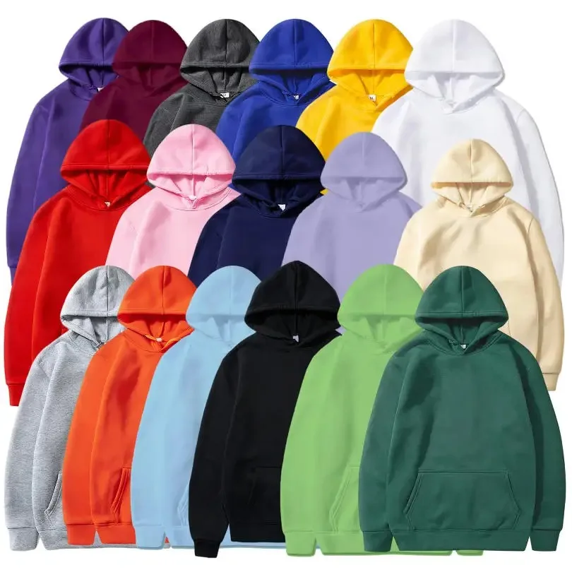 Sudaderas con capucha de bolsillo para hombres y mujeres, sudaderas deportivas de Fitness, jerséis casuales de moda, multicolor, Color sólido