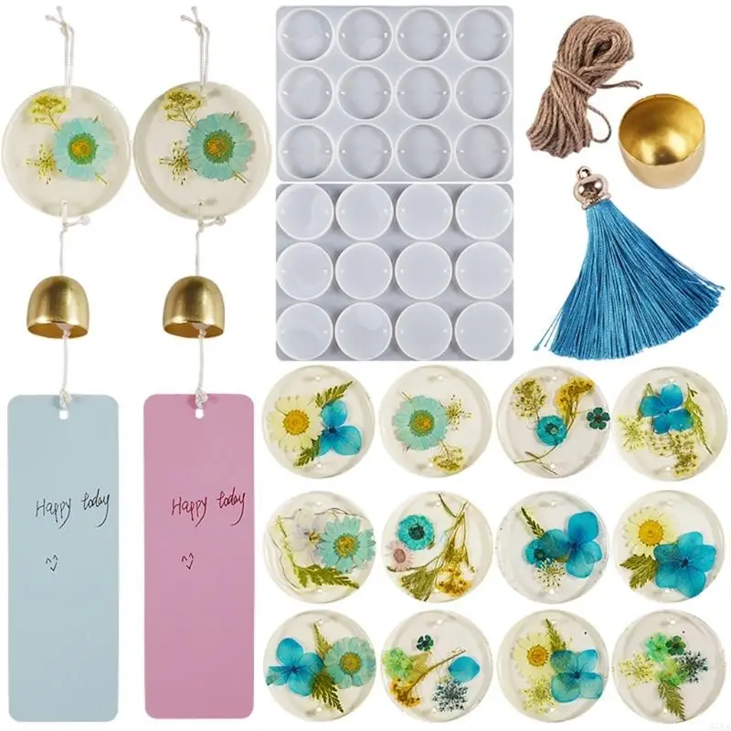 Circle Keychain Charm apoxy epoxy mould مع 2 ثقبان مستديرة القالب السيليكون القالب 55KA #5