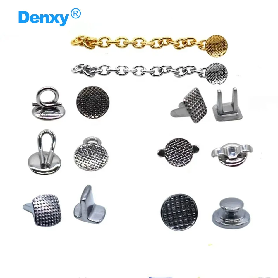 Denxy 50 Stück Dental-Lingual-Knöpfe aus Metallgitter mit glatter Basis, Öse, runder Cleat, rechteckiger MIM-Spezialknopf für kieferorthopädische Brackets – Detail 6