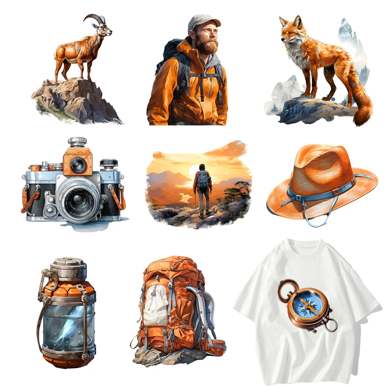 Outdoor Sports Climbers Animal Fox Scenery iron on transfer for clothing dtf transfers camera ready to Heat Transfer Printing