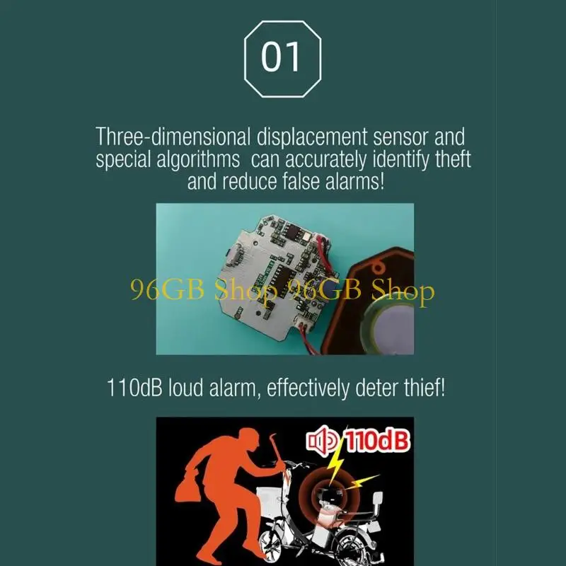 

96GB Metal Case Against Burglary Alarm for Motorcycles Impermeable Motorbike Security Device