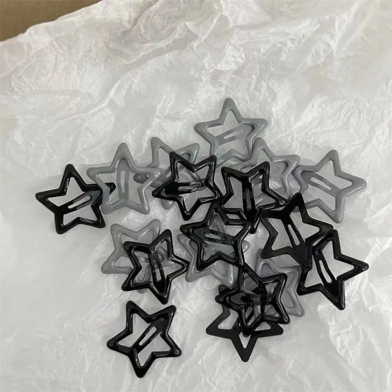 Vintage Black Grey Star Pentagram Bobby Pin Cool Charm Y2k Aesthetic Hair Clip for Woman Harajuku Trendy Hair Accessories New