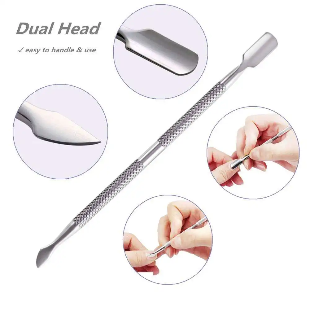 Removedor de cutícula de aço inoxidável, envio rápido para manicure e pedicure, ferramentas removedoras de esmalte, empurrador e cortador de cutícula de unha