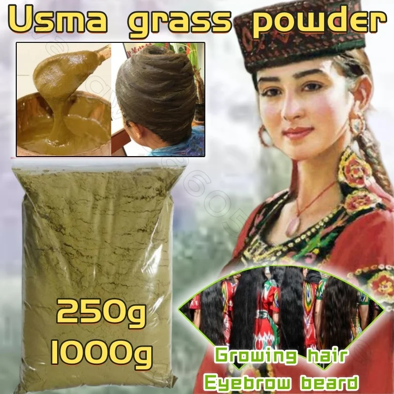 USMAN Natural Pure Grass Powder 250g Hair Coloring Nourishes Hair Roots, Hairline, Thick Eyebrows, Beard Growth