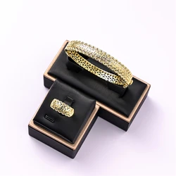 2022 New Fashion Jewelry Set Women's Metal Plated Bracelet Ring Wedding Party Accessories Holiday Exquisite Gifts