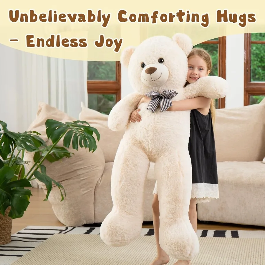 Giant White Teddy Bear 4 Feet 47inch Stuffed Animal Plush Cute Classic Gift for Girlfriend Boyfriend Birthday Party Favor