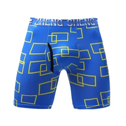 Herren Unterwäsche Boxer Shorts Homme Eis Seide Panites Mann Gedruckt U Konvexen Beutel Lange Bein Unterhose Stamm Cueca Calzoncillo X-4XL