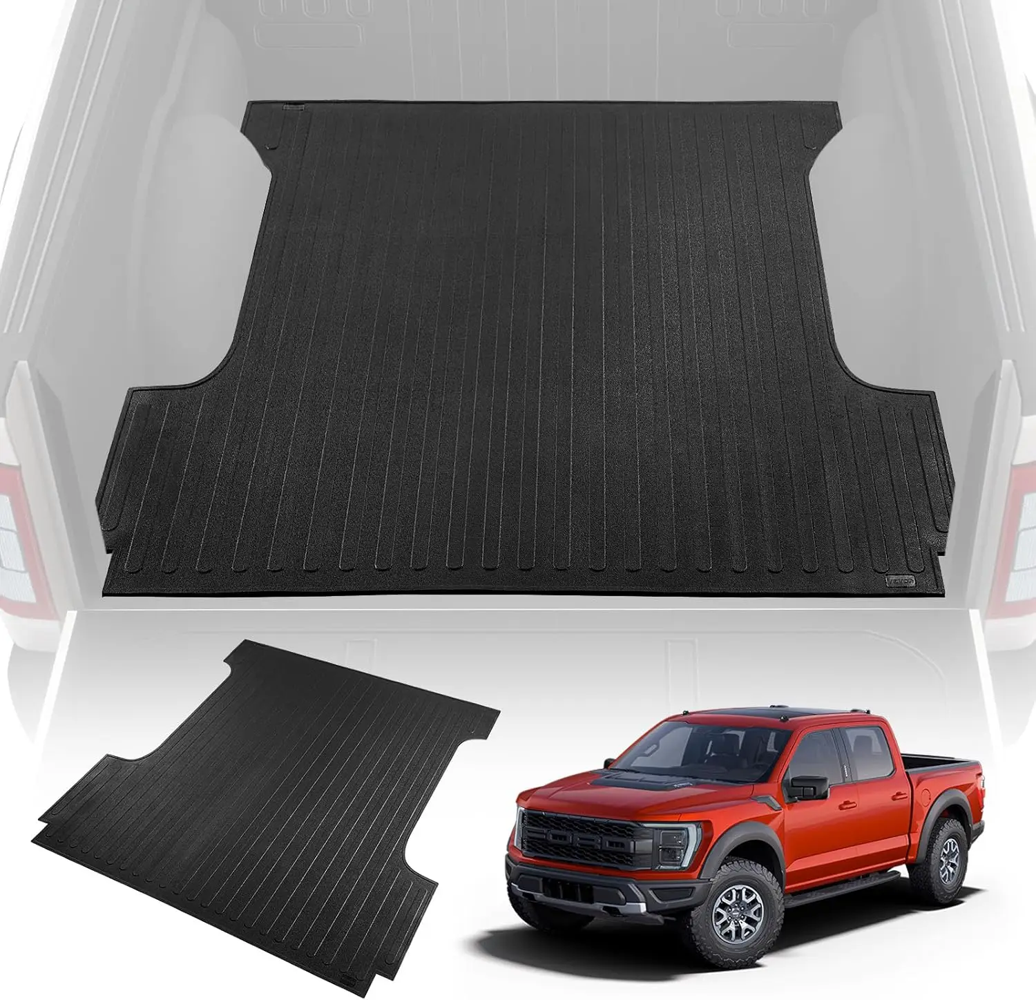 

Rubber Truck Bed Mat for 2015-2024 Ford F150 Short Bed, 66.5x64 Inch, All-Weather Protection, Anti-Slip