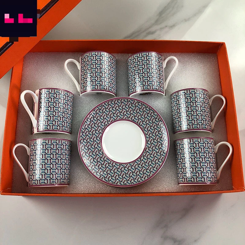 European Simple Bone China Luxury Afternoon Tea Ceramic High-grade Coffee Cup Dish Set Household Tea Cup Exquisite Gift Box Logo