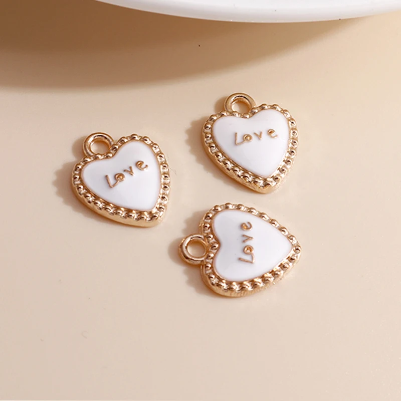 Picture 6: 10pcs 12*14 Enamel 4 Color Heart Charms for Jewelry Findings DIY Letter Love Charms Handmade Necklaces Pendants Earrings Making