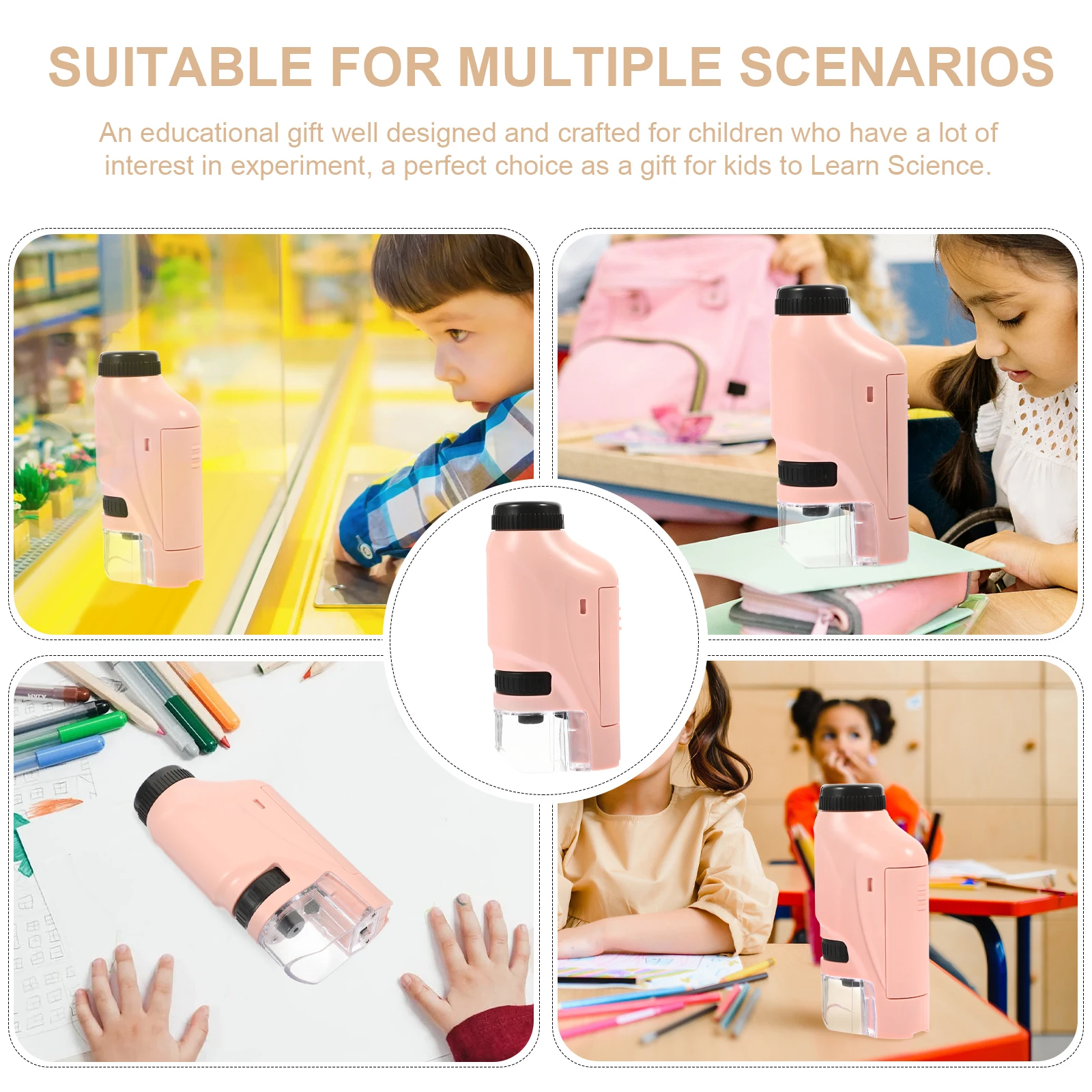 Portable Kid Microscope Monocular ABS Plastic Simple Biological Magnifier Educational Science Accessory School Chemical