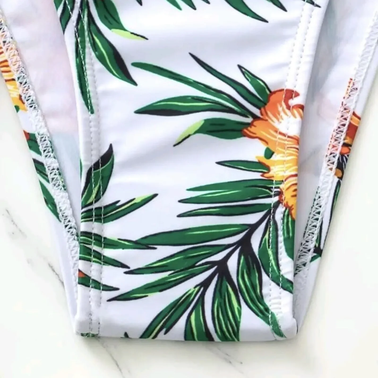 Women'S Printed Swimsuits Two Pieces Ruffle Hem Sunscreen Bathing Suit V Neck Thin Strap Swimwear With Breath Comfty Shorts