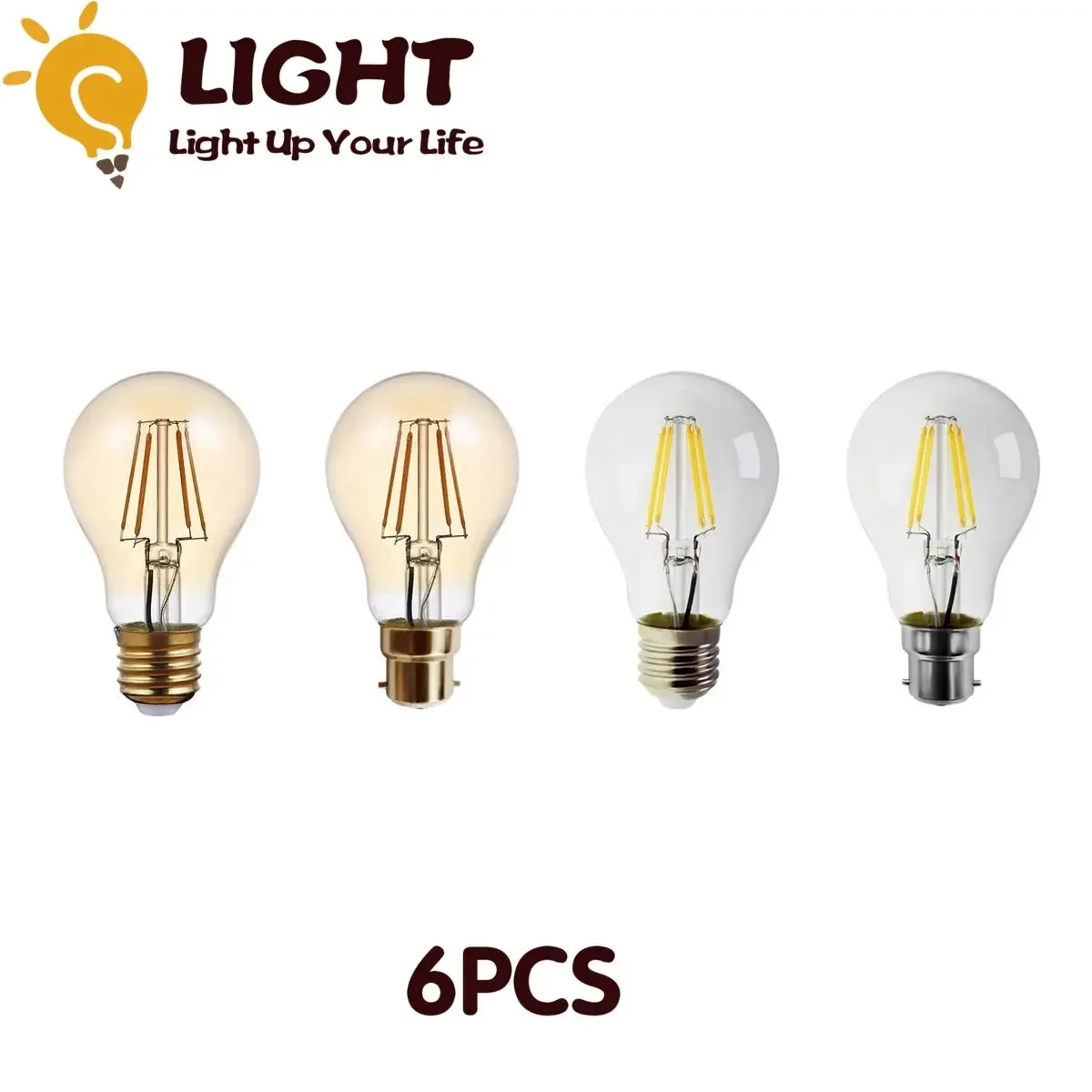 E27 B22 Retro Edison LED Filament Bulb Lamp 220V-240V Light Bulb A60 Glass Bulb Vintage  Globe Light