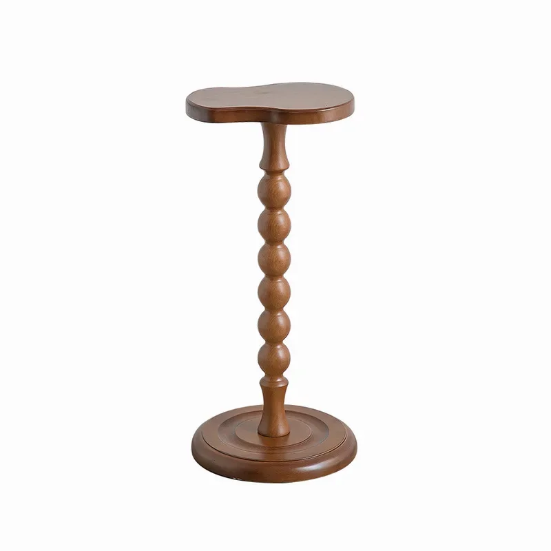 

Retro Solid Wood Small Side Table Round Medieval Solid Wood Small Coffee Mini Shelf Cup