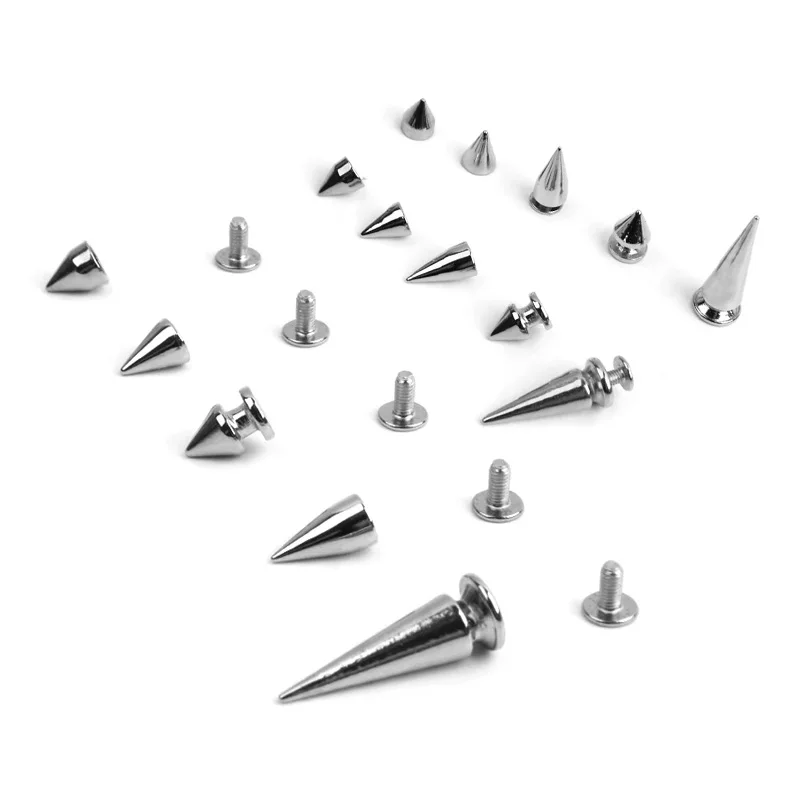 1 peça todos os tipos de rebites de pontas prateadas para couro punk e pontas para roupas espinhos remendo tachas para ropa remaches