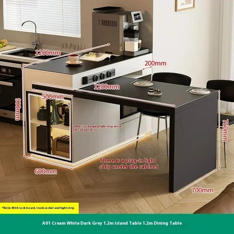

Kitchen Island Dining Table Integrated Household Rotating Retractable Stone Plate Medium Kitchen Island Open Small Apartment