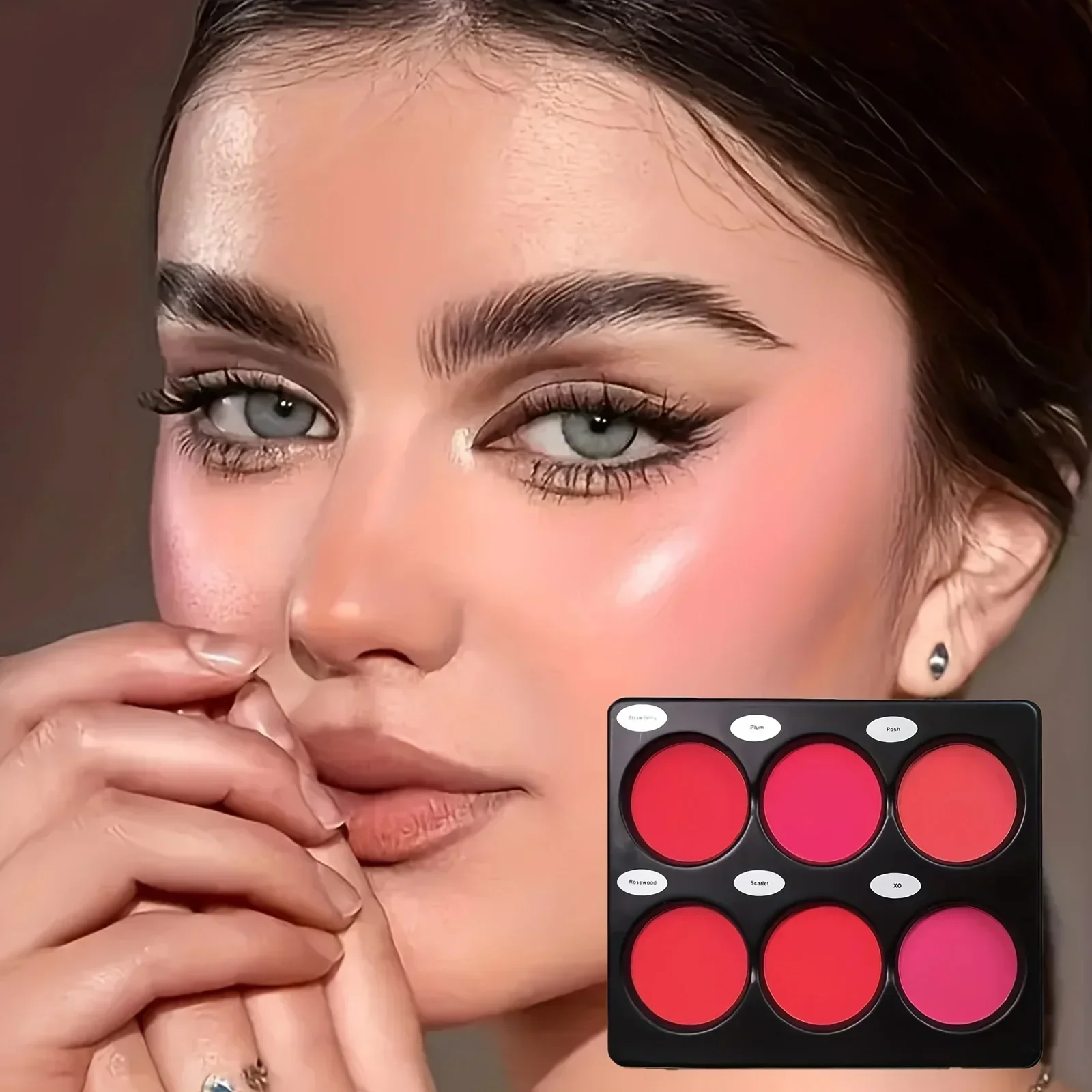 6-Farben-Rouge-Palette, natürlich getönte Lidschatten-Palette und matte Rouge-Palette. Leicht und atmungsaktiv, geeignet für Wange und e