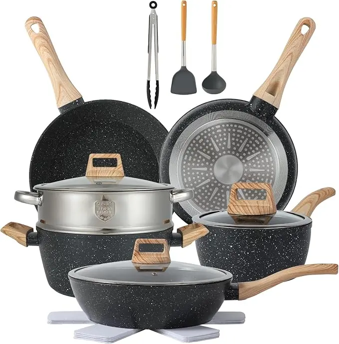 

16PCS Pots and Pans Set Non Stick Cookware Set Nonstick with Cooking Set (white, 16pieces)