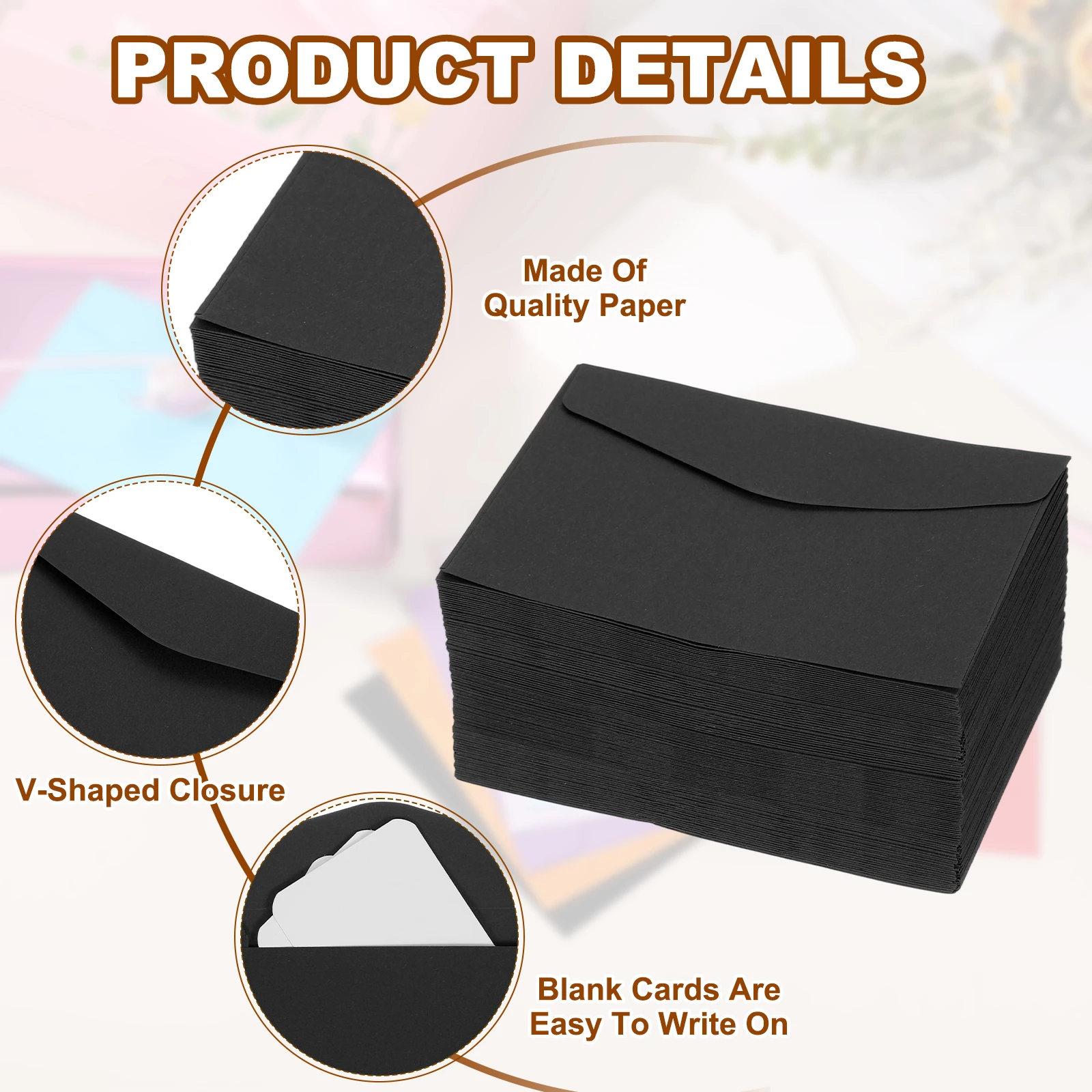 100Sets Mini Envelopes with Blank Cards 9x5.4cm Blank Note Cards and 11.5x8.2cm Envelopes for Gift Wedding Invitation Graduation