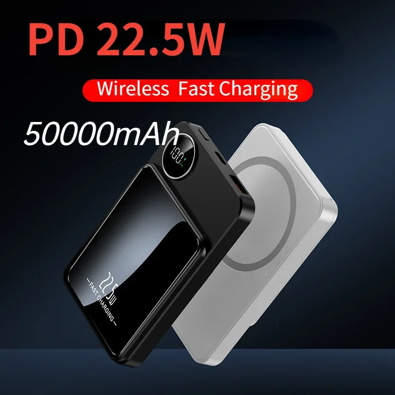 

50000mAh Mini Wireless Fast Charging Battery Charger Cases Magnetic Portable Power Bank MagSafe for iPhone Samsung Xiaomi Huawei