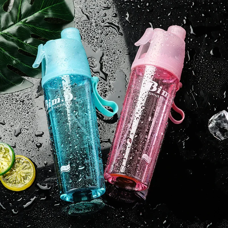 1-4PCS Spray Portable Water Bottle with Straw for Outdoor Sports Summer Hydration Mist Bottle Reusable Fitness Travel Cup