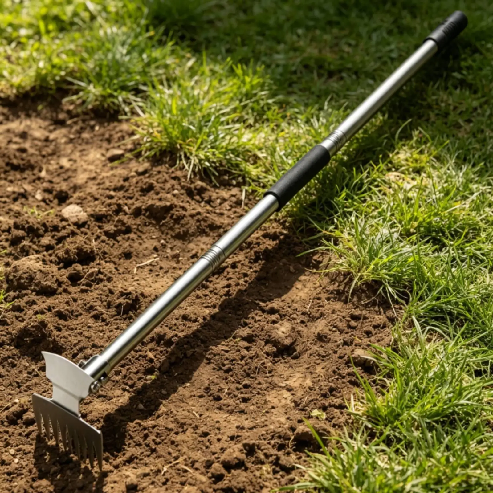 Stainless Steel Rake Multi Tools Threaded Design Garden Hoe Multi-purpose Hand Tool for Home Yard Soil Maintenance