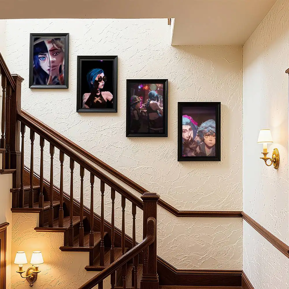 1 قطعة الكرتون أنيمي لعبة غامض L-LOL Jinx المشارك ذاتية اللصق الفن ورق مقاوم للماء ملصق مقهى بار غرفة جدار ديكور