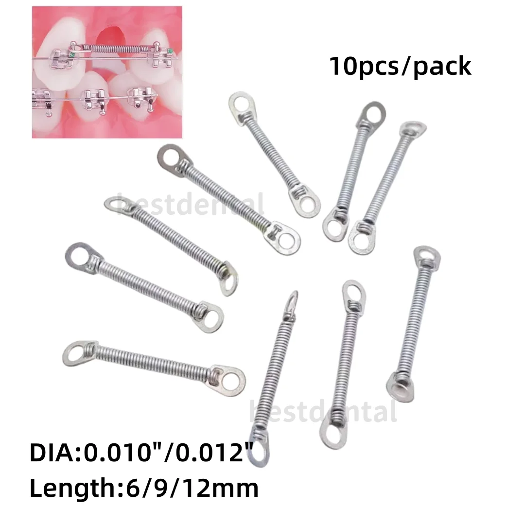 10Pcs Dental Orthodontic Closed Coil Spring NITI 010/012 Medium Force Spring 6/9/10MM High Quality Durable Orthodontic Springs