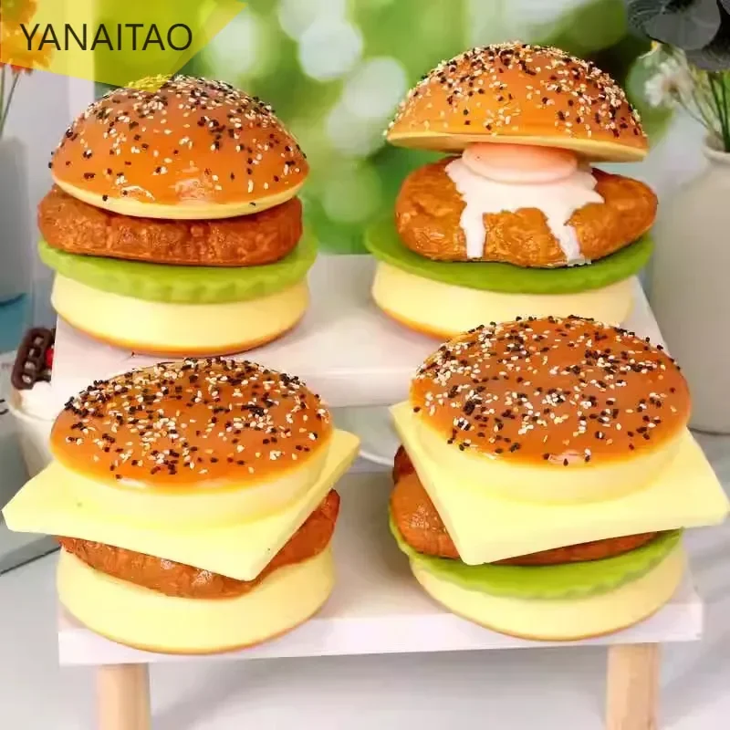 Simulated Bread Hamburger Model Sample Soft Slow Rebound Fake Food Separable Pinch Home Store Table Decoration Photography Props