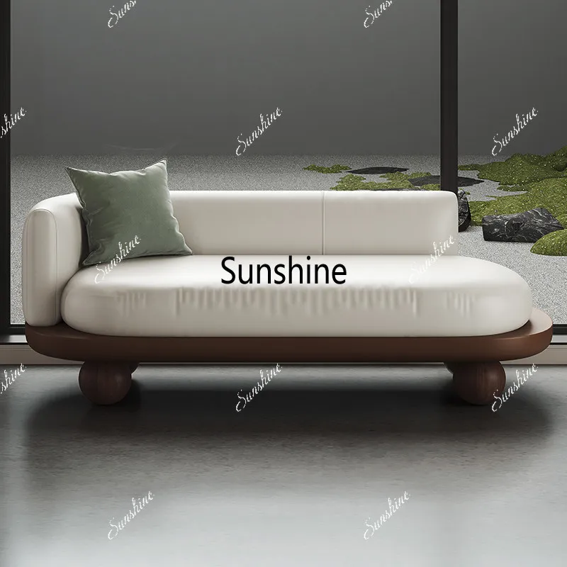 New Chinese sofa combination solid wood living room modern simple light luxury bed and breakfast hotel chaise longue