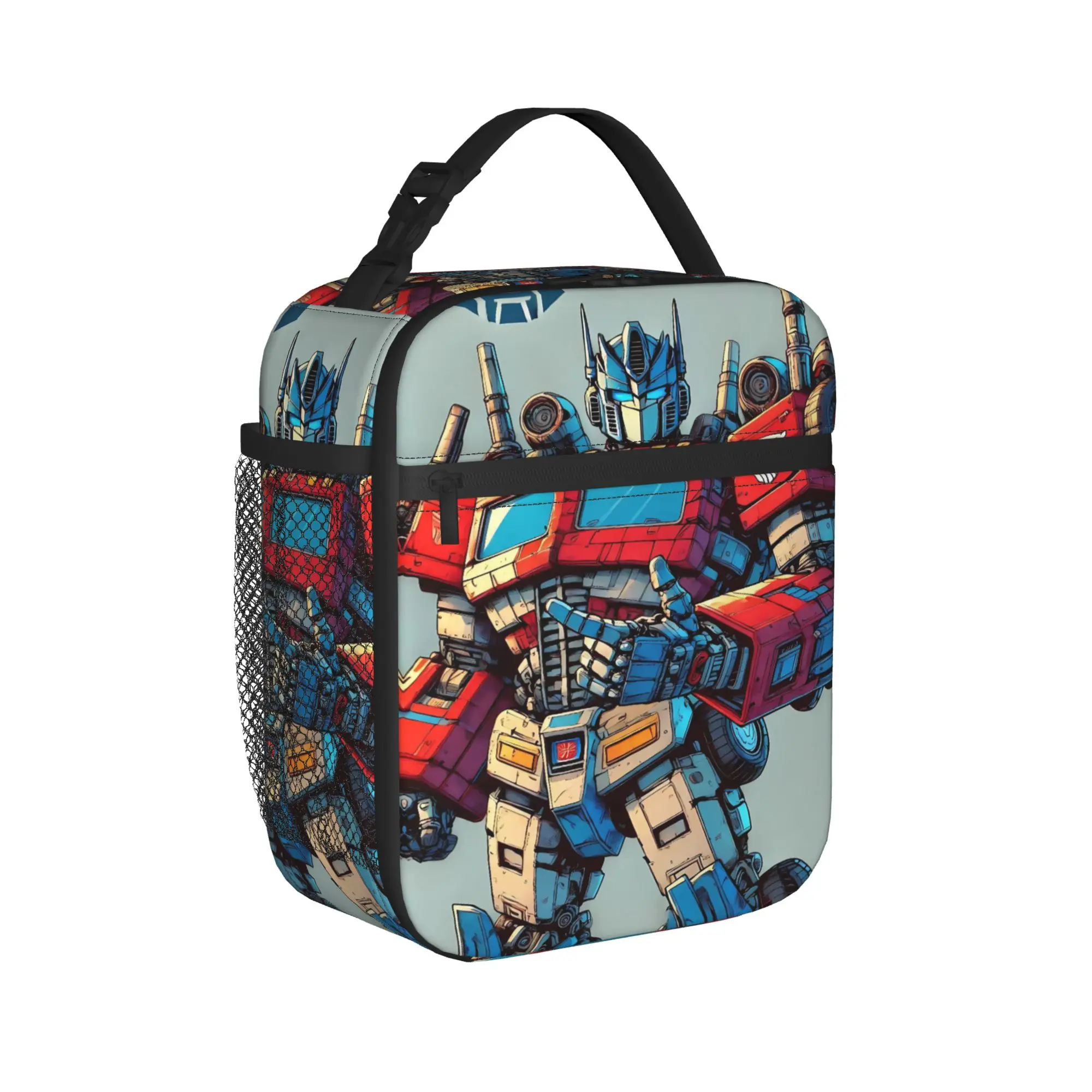 Lunchbag „Transformed Cartoon School Lunch Box“ für Unisex, lässige, tragbare, grafische Thermo-Tragetasche mit Reißverschluss – Detail 1