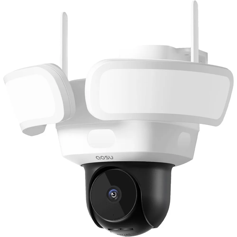 Wired 3K UHD Outdoor Security Camera with 360 Coverage, 24/7 Recording, Motion Detection and 2600-Lumen Floodlight