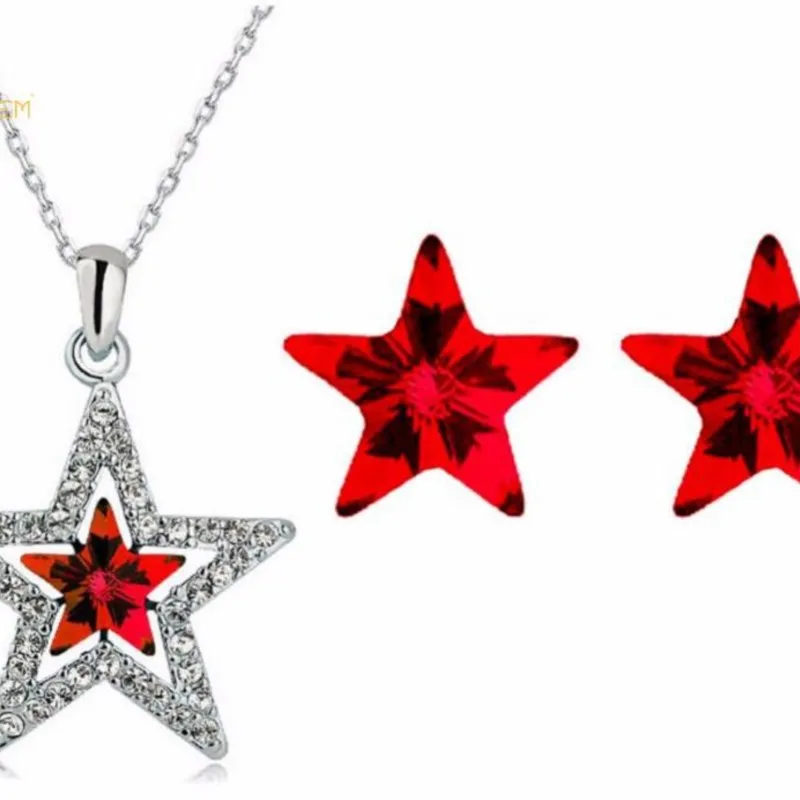 جودة كريستال نمساوي خمسة نقاط قلادة قلادة القرط مجوهرات الأزياء setlover هدية سحر الصيف فتاة brithday wed