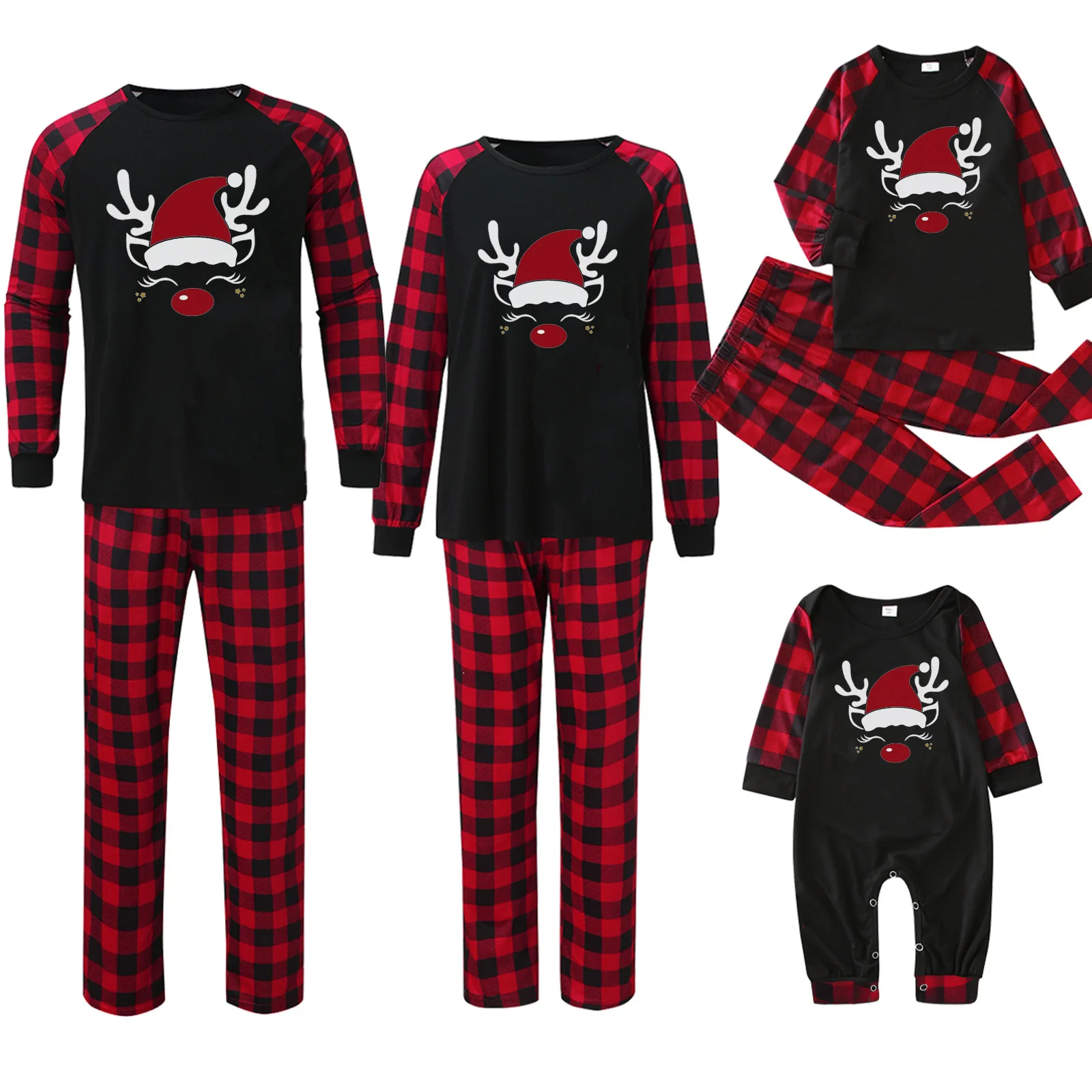 Neue Karierte Familien-Weihnachtspyjamas, Mutter-Kind-Pijamas Familiares Navidad, Passende Paar-Outfits, Weihnachts-Nachtwäsche