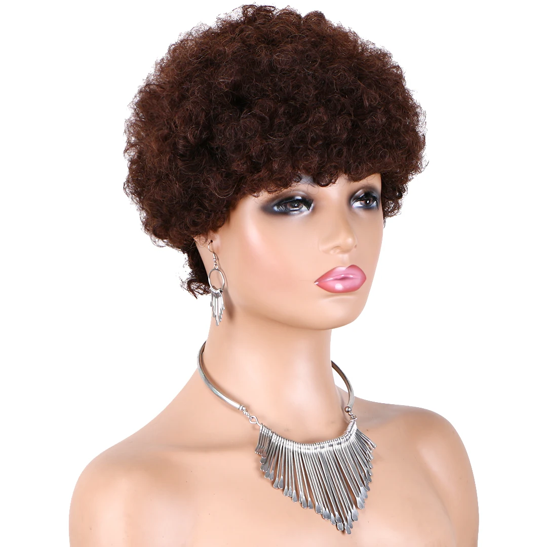 Pixie Cut Wig Human Hair Brown Coloed Transparent Lace spring curls Frontal Wigs Human Hair Short Bob Human Hair Wigs For Women