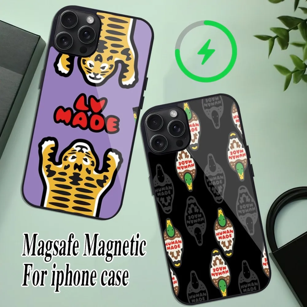 Модный чехол для телефона H-Human M-Made Nigo для iPhone 11 Mini 12 13 Max 14 Plus 15 Pro Magesafe Магнитный чехол