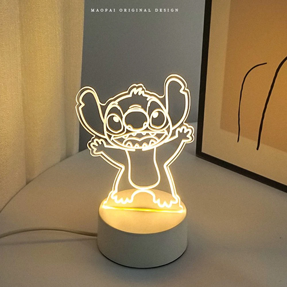 Disney Lilo & Stitch Led Light Figures Star Baby Usb Colorful Touch Remote Control 3d Desk Lamp Night Light Kids Birthday Gift