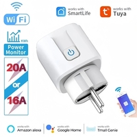 16A 20A EU Smart Socket WiFi Smart Plug Power Monitoring Timing Function Voice Control Works With Tuya APP Alexa Google Home