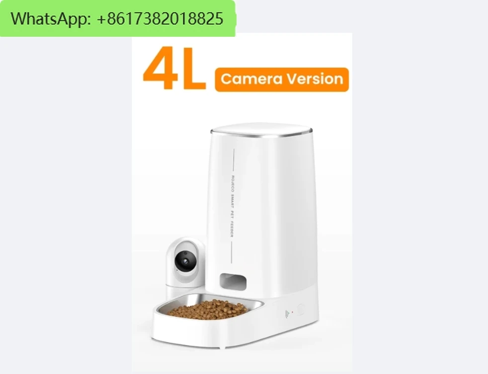 

ROJECO 4L Automatic Cat Feeder With Camera Video Cat Food Dispenser WIFI Pet Smart Voice Calling Auto Feeder For Cats Dogs Pet