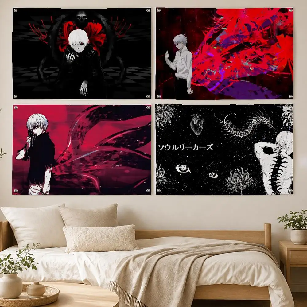 Tokyo Ghoul Dark Fantasy Flags Room Bedroom Home Outdoor Wall Hanging Concert Printed Background Decoration Art Banne