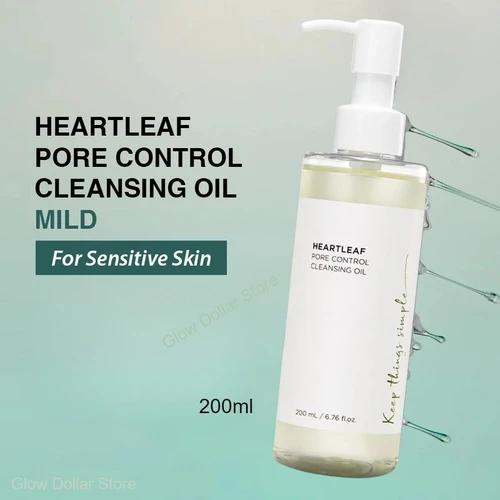 Aceite limpiador coreano para el cuidado de la piel, Control de poros de Heartletleaf, cuidado de los poros, eliminación de espinillas, maquillaje, aceite de limpieza Facial profundo diario, 200ml
