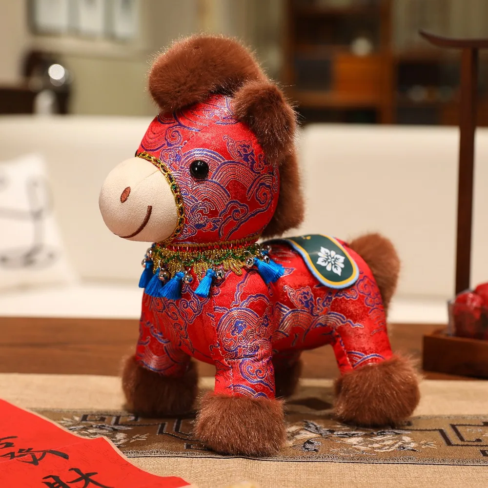 

Adorable Colorful Horse Plush Doll Satin 26/20cm Stuffed Animal Toy Creative Fluffy Chinese New Year Gift Birthday Gift