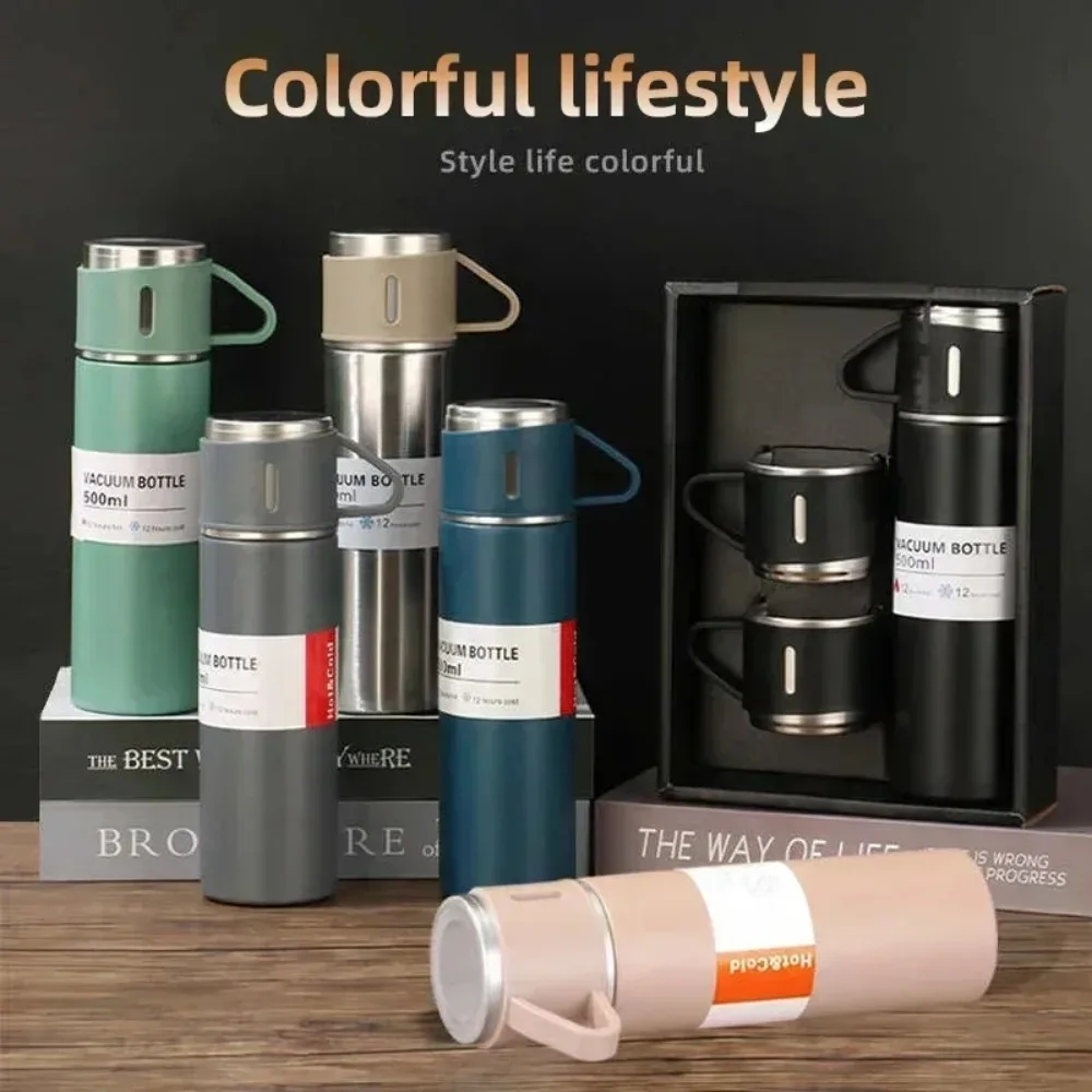 304 Stainless Steel Vacuum Insulated Bottle Gift Set Office Business Style 500ML Coffee Mug