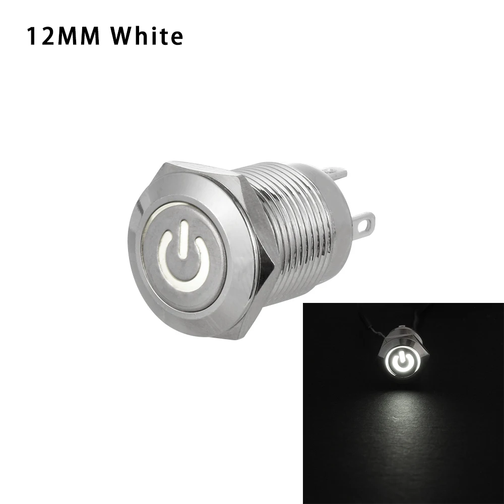 Waterproof Metal ON/OFF  Car LED Power Momentary Switch 16/12mm Push Button LED ON/OF